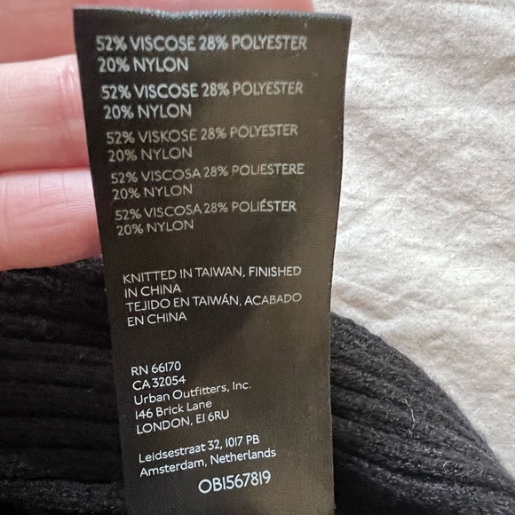 Anthropologie Black Ribbed Boat Neck Crop Sweater, L - Picture 7 of 8